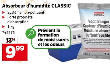 Promotions Absorbeur d`humidité classic - Soudal - Valide de 19/12/2023 à 31/12/2023 chez Mr. Bricolage