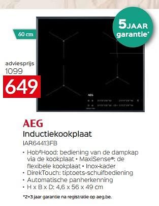 Promoties Aeg inductiekookplaat iar64413fb - AEG - Geldig van 11/12/2023 tot 31/12/2023 bij Selexion