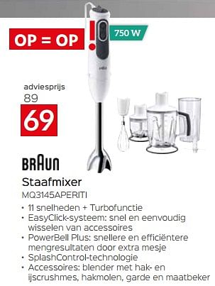 Promoties Braun staafmixer mq3145aperiti - Braun - Geldig van 11/12/2023 tot 31/12/2023 bij Selexion