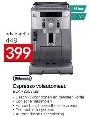 Promoties Delonghi espresso volautomaat ecam25031sb - Delonghi - Geldig van 11/12/2023 tot 31/12/2023 bij Selexion