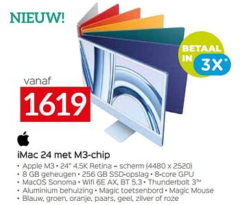 Promoties Apple imac 24 met m3-chip - Apple - Geldig van 11/12/2023 tot 31/12/2023 bij Selexion