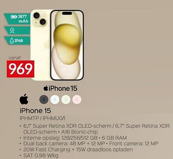 Promotions Apple iphone 15 iphmtp - iphmu0-1 - Apple - Valide de 11/12/2023 à 31/12/2023 chez Selexion