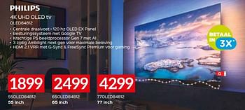 Promoties Philips 4k uhd oled tv 55oled84812 - Philips - Geldig van 11/12/2023 tot 31/12/2023 bij Selexion