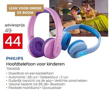 Promoties Philips hoofdtelefoon voor kinderen tak4206 - Philips - Geldig van 11/12/2023 tot 31/12/2023 bij Selexion