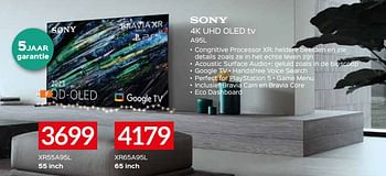 Promoties Sony 4k uhd oled tv xr55a95l - Sony - Geldig van 11/12/2023 tot 31/12/2023 bij Selexion