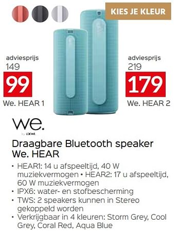 Promoties We. by loewe draagbare bluetooth speaker we. hear 1 - Loewe - Geldig van 11/12/2023 tot 31/12/2023 bij Selexion