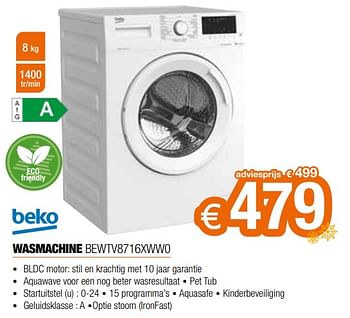 Promoties Beko wasmachine bewtv8716xww0 - Beko - Geldig van 11/12/2023 tot 31/12/2023 bij Expert
