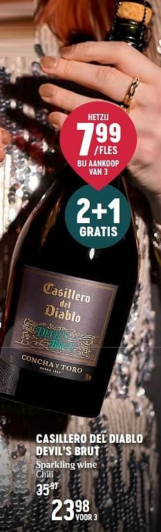 Promotions Casillero del diablo devil’s brut sparkling wine chili - Mousseux - Valide de 16/11/2023 à 03/01/2024 chez Delhaize