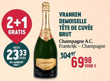 Promoties Vranken demoiselle tête de cuvée brut champagne a.c. - Champagne - Geldig van 16/11/2023 tot 03/01/2024 bij Delhaize