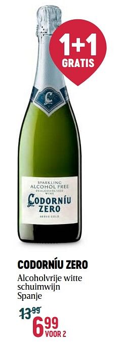 Promoties Codorníu zero alcoholvrije witte schuimwijn spanje - Schuimwijnen - Geldig van 16/11/2023 tot 03/01/2024 bij Delhaize