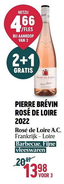 Promoties Pierre brévin rosé de loire 2022 rosé de loire a.c. - Rosé wijnen - Geldig van 16/11/2023 tot 03/01/2024 bij Delhaize