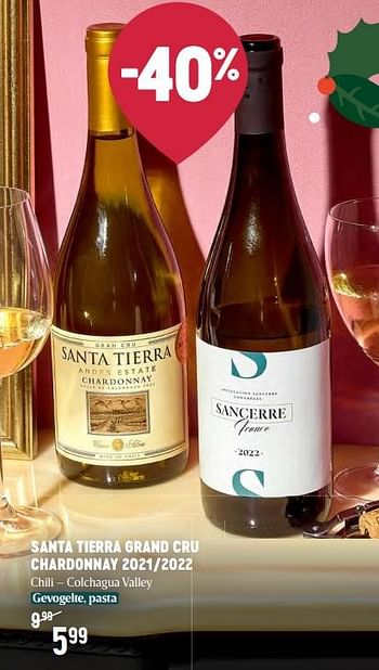 Promotions Santa tierra grand cru chardonnay 2021-2022 - Vins blancs - Valide de 16/11/2023 à 03/01/2024 chez Delhaize
