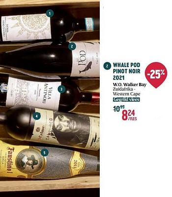Promoties Whale pod pinot noir 2021 w.o. walker bay - Rode wijnen - Geldig van 16/11/2023 tot 03/01/2024 bij Delhaize