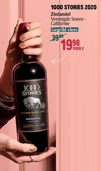 Promoties 1000 stories 2020 zinfandel - Rode wijnen - Geldig van 16/11/2023 tot 03/01/2024 bij Delhaize
