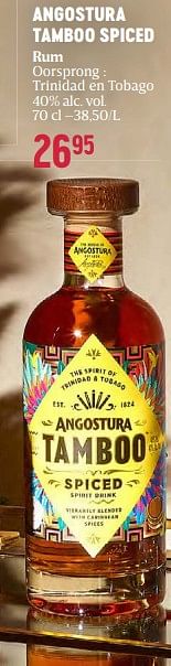 Promoties Angostura tamboo spiced rum - Angostura - Geldig van 16/11/2023 tot 03/01/2024 bij Delhaize