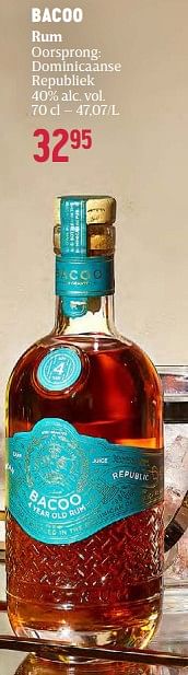 Promoties Bacoo rum - Bacoo - Geldig van 16/11/2023 tot 03/01/2024 bij Delhaize