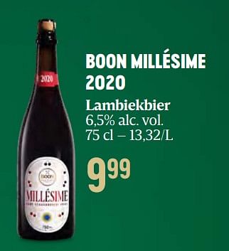 Promoties Boon millésime 2020 lambiekbier - Boon - Geldig van 16/11/2023 tot 03/01/2024 bij Delhaize