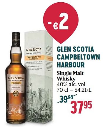 Promoties Glen scotia campbeltown harbour single malt whisky - Glen Scotia - Geldig van 16/11/2023 tot 03/01/2024 bij Delhaize