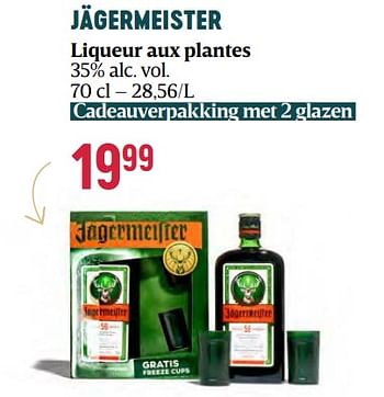 Promoties Jägermeister liqueur aux plantes - Jagermeister - Geldig van 16/11/2023 tot 03/01/2024 bij Delhaize