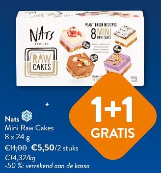 Promoties Nats mini raw cakes - Nats - Geldig van 13/12/2023 tot 31/12/2023 bij OKay