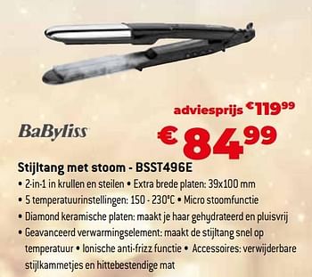 Promoties Babyliss stijltang met stoom - bsst496e - Babyliss - Geldig van 11/12/2023 tot 31/12/2023 bij Exellent