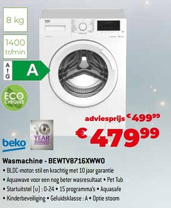 Promoties Beko wasmachine - bewtv8716xww0 - Beko - Geldig van 11/12/2023 tot 31/12/2023 bij Exellent