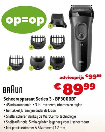 Promoties Braun scheerapparaat series 3 - bp3000bt - Braun - Geldig van 11/12/2023 tot 31/12/2023 bij Exellent