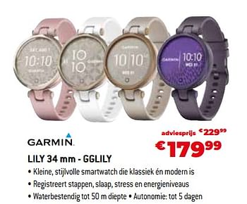 Promoties Garmin lily 34 mm - gglily - Garmin - Geldig van 11/12/2023 tot 31/12/2023 bij Exellent