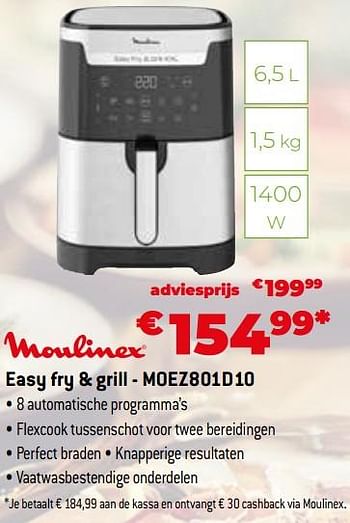 Promoties Moulinex easy fry + grill - moez801d10 - Moulinex - Geldig van 11/12/2023 tot 31/12/2023 bij Exellent