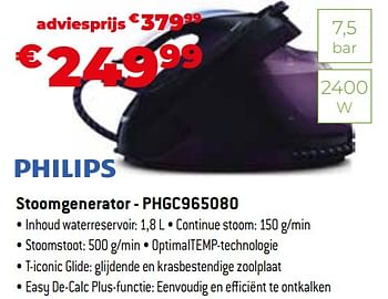 Promoties Philips stoomgenerator - phgc965080 - Philips - Geldig van 11/12/2023 tot 31/12/2023 bij Exellent