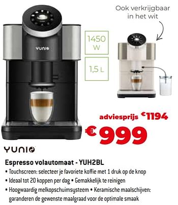Promoties Yoni espresso volautomaat - yuh2bl - Yoni - Geldig van 11/12/2023 tot 31/12/2023 bij Exellent