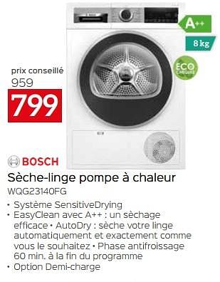 Promotions Bosch sèche-linge pompe à chaleur wqg23140fg - Bosch - Valide de 11/12/2023 à 31/12/2023 chez Selexion