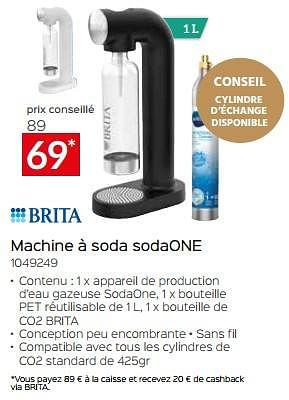 Promotions Brita machine à soda sodaone 1049249 - Brita - Valide de 11/12/2023 à 31/12/2023 chez Selexion