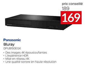 Promotions Panasonic bluray dpub150egk - Panasonic - Valide de 11/12/2023 à 31/12/2023 chez Selexion