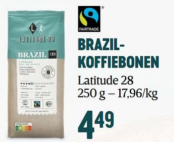 Promoties Brazilkoffiebonen latitude 28 - Latitude 28 - Geldig van 16/11/2023 tot 03/01/2024 bij Delhaize