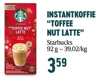 Promoties Instantkoffie toffee nut latte starbucks - Starbucks - Geldig van 16/11/2023 tot 03/01/2024 bij Delhaize