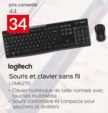 Promotions Logitech souris et clavier sans fil lomk270 - Logitech - Valide de 11/12/2023 à 31/12/2023 chez Selexion