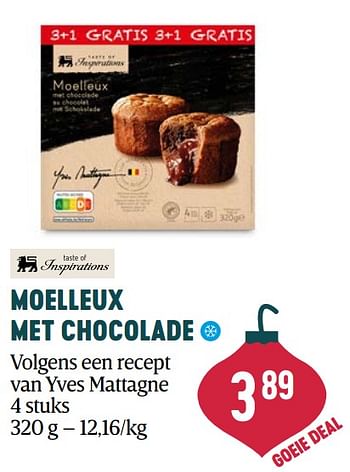 Promoties Moelleux met chocolade - Huismerk - Delhaize - Geldig van 16/11/2023 tot 03/01/2024 bij Delhaize