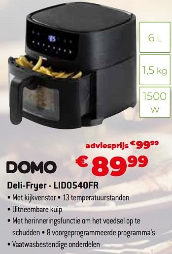 Promoties Domo elektro deli-fryer - lido540fr - Domo elektro - Geldig van 11/12/2023 tot 31/12/2023 bij Exellent