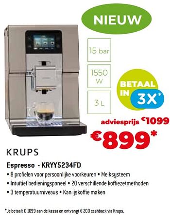 Promoties Krups espresso - kryy5234fd - Krups - Geldig van 11/12/2023 tot 31/12/2023 bij Exellent