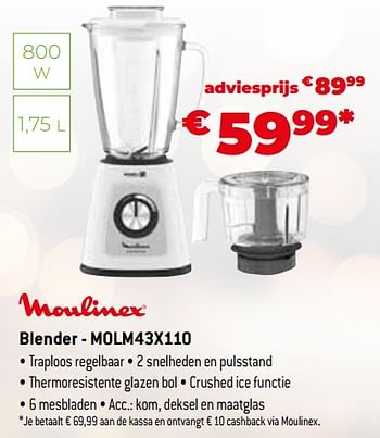 Promoties Moulinex blender - molm43x110 - Moulinex - Geldig van 11/12/2023 tot 31/12/2023 bij Exellent