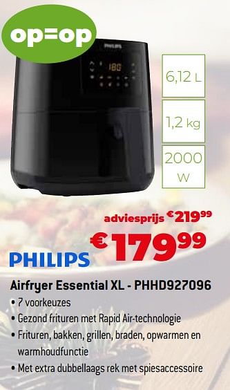 Promoties Philips airfryer essential xl - phhd927096 - Philips - Geldig van 11/12/2023 tot 31/12/2023 bij Exellent