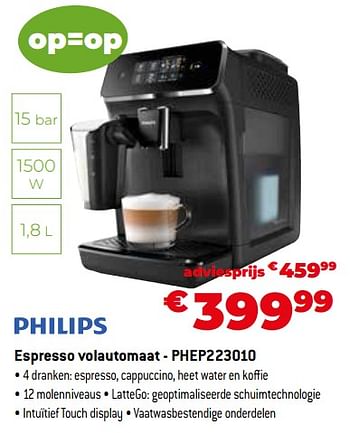 Promoties Philips espresso volautomaat - phep223010 - Philips - Geldig van 11/12/2023 tot 31/12/2023 bij Exellent