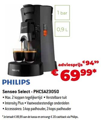 Promoties Philips senseo select - phcsa23050 - Philips - Geldig van 11/12/2023 tot 31/12/2023 bij Exellent