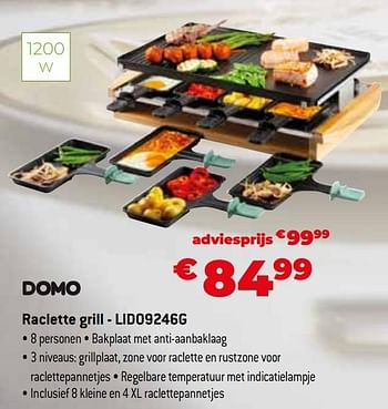 Promoties Domo elektro raclette grill - lido9246g - Domo elektro - Geldig van 11/12/2023 tot 31/12/2023 bij Exellent