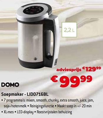 Promoties Domo elektro soepmaker - lido716bl - Domo elektro - Geldig van 11/12/2023 tot 31/12/2023 bij Exellent