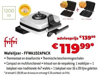 Promoties Frifri wafelijzer - ffwa102apack - FriFri - Geldig van 11/12/2023 tot 31/12/2023 bij Exellent