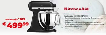 Promoties Kitchenaid keukenrobot - k35ksm175psebk - Kitchenaid - Geldig van 11/12/2023 tot 31/12/2023 bij Exellent