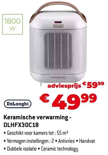 Promoties Delonghi keramische verwarming - dlhfx30c18 - Delonghi - Geldig van 11/12/2023 tot 31/12/2023 bij Exellent