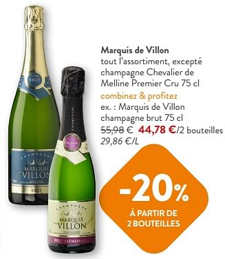 Promotions Marquis de villon champagne brut - Marquis De Villon - Valide de 13/12/2023 à 31/12/2023 chez OKay